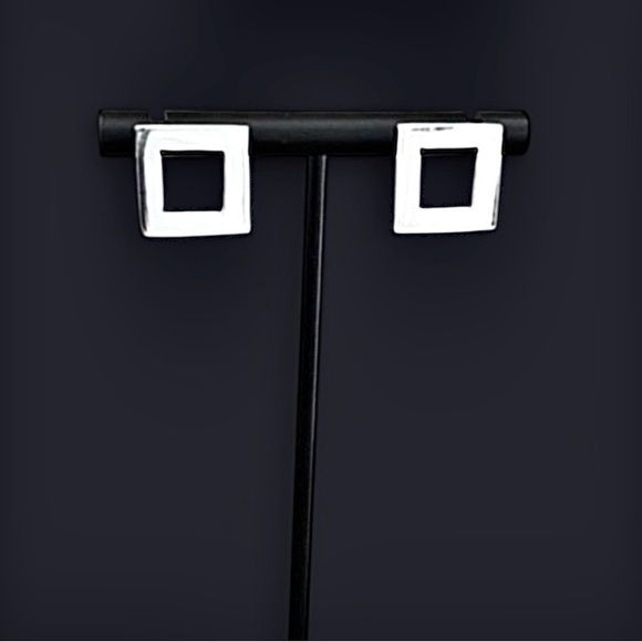 Sterling Silver Square/Geometric Pendant Earring & 18” Snake Chain Set 13.7g - Picture 2 of 12